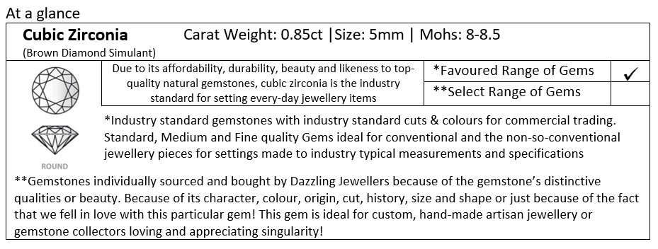 Brown Diamond Simulant | 0.85ct | 5mm