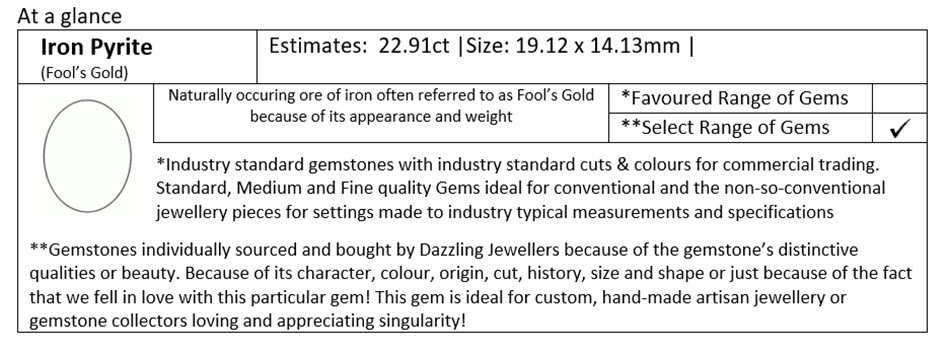 Iron Pyrite / Fool's Gold Cabochon | 22.91ct | 19.12x14.13mm