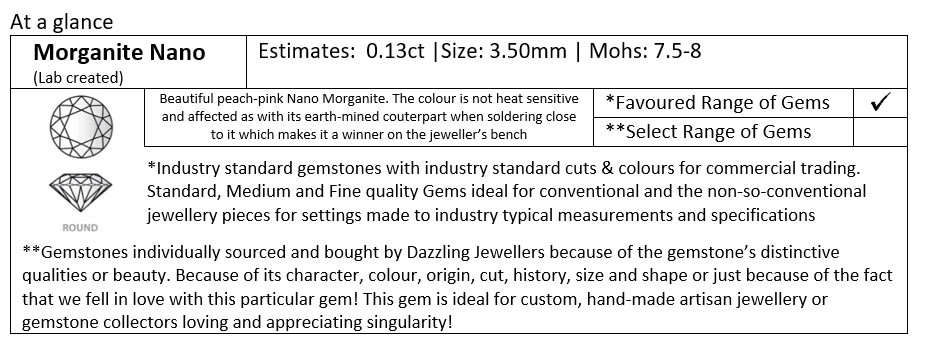 Morganite Nano. Round. 0.14ct | 3.50mm