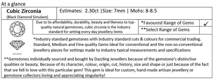 Black Cubic Zirconia / Black Diamond Simulant | Round | 2.30ct | 7mm