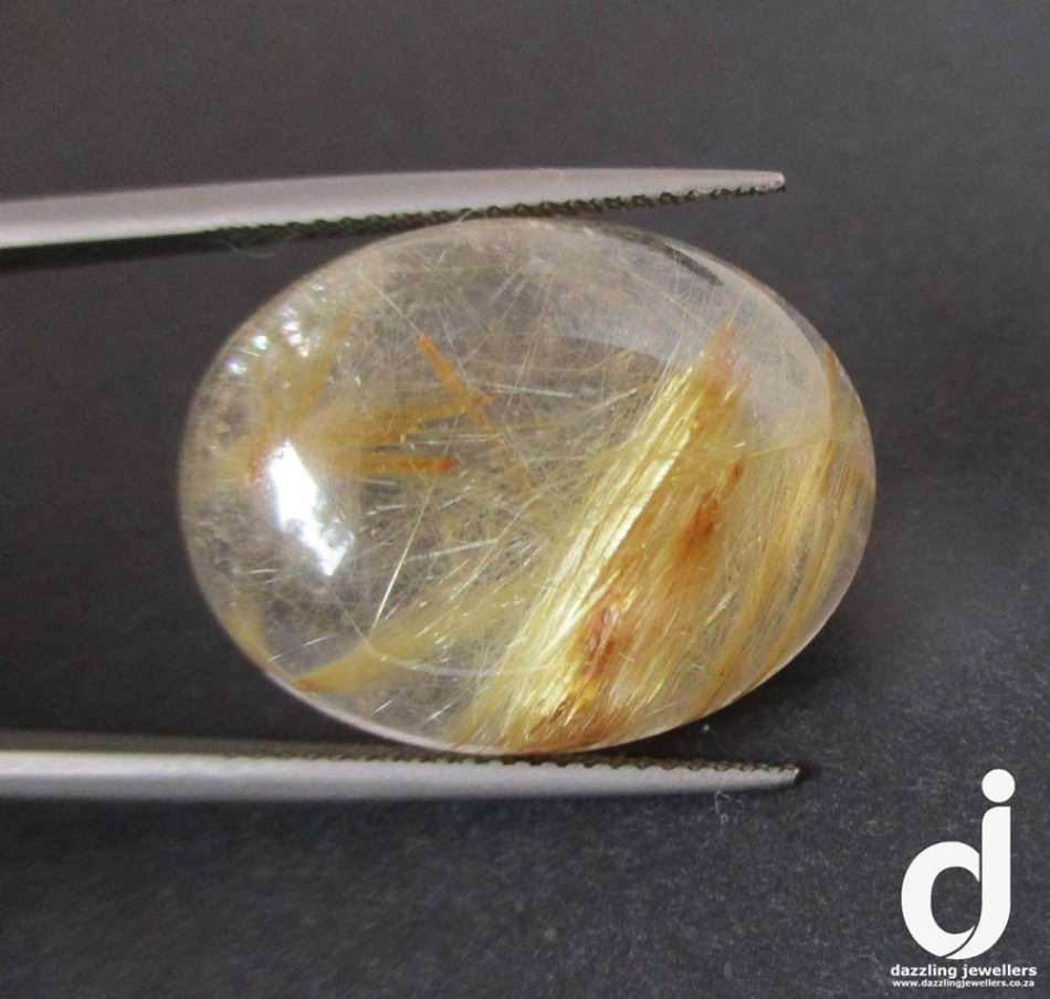 25.15ct | 27.60x17.70mm | Rutilated Quartz Cabochon