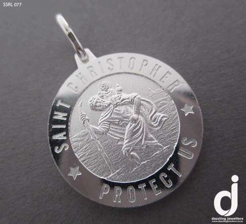St Christopher Medallion Pendant | 21mm | Sterling Silver