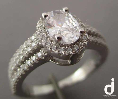 Engagement Wedding Dress Rings in Sterling Silver