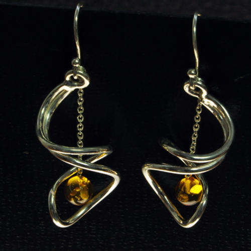 *****AMBER STERLING SILVER SHEPHARDS HOOKS****