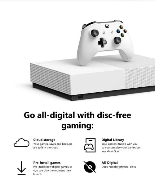 RARE BARGAIN. BRAND NEW XBOX ONE S 1TB ALL DIGITAL INCL 3 GAMES AND 1 CONTROLLER.