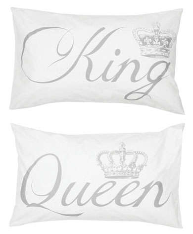 New TIME & AGAIN 2 Standard Pillowcases 'KING & QUEEN' /// Must Have