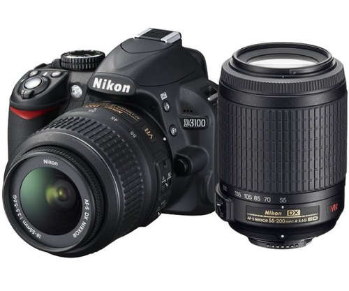 Nikon D3100 18-55mm DX with 55-200mm VR Lens + Lexar 16GB Premium SDHC
