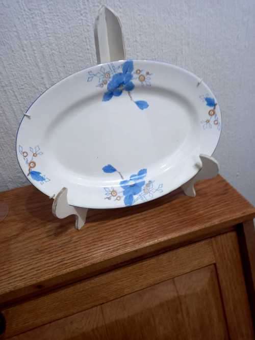japanese oval plate lovely blue flowers pattern occupied Japan