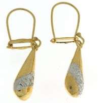 Beautiful 9ct Gold two tone diamond cut xl Teardrop Earring