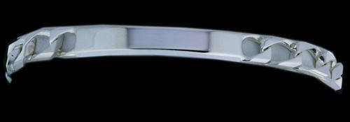 Designer Solid Sterling Silver Square Curb Link ID Bracelet