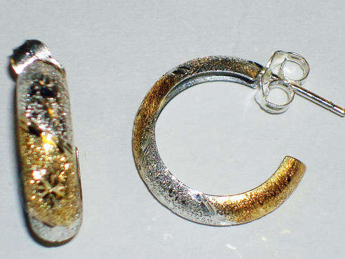 Stunning Solid Sterling Silver Two tone Designer Hoop