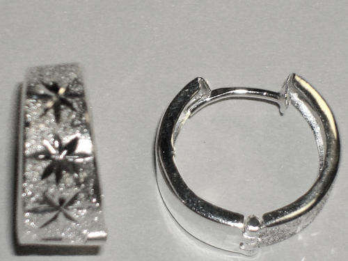 Solid Sterling Silver Patterned designer Huggie Earring