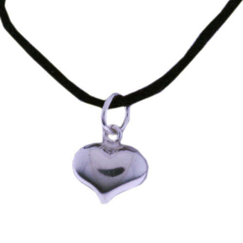 Solid Sterling Silver Heart Pendant on Leather Thong Necklace