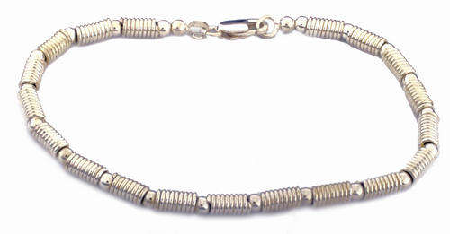 STUNNING SOLID STERLING SILVER DESIGNER BALL AND COIL BRACELET