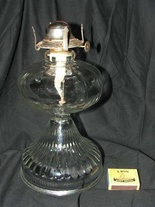 Old Glass Kerosine (Parrafin) Lamp - large round teardrop
