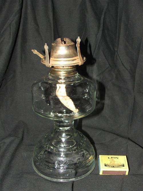 Old Glass Kerosine (Parrafin) Lamp - small round clear