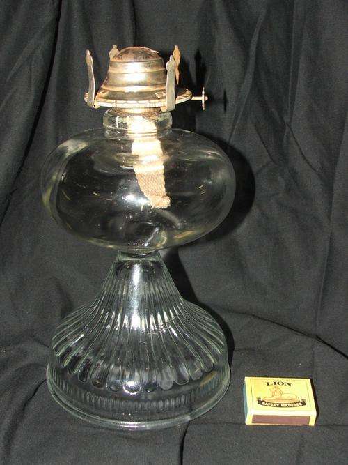 Old Glass Kerosine (Parrafin) Lamp - large round clear