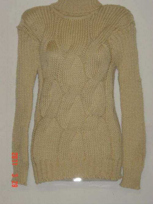 Knitted Polo Neck Top With Weave Pattern
