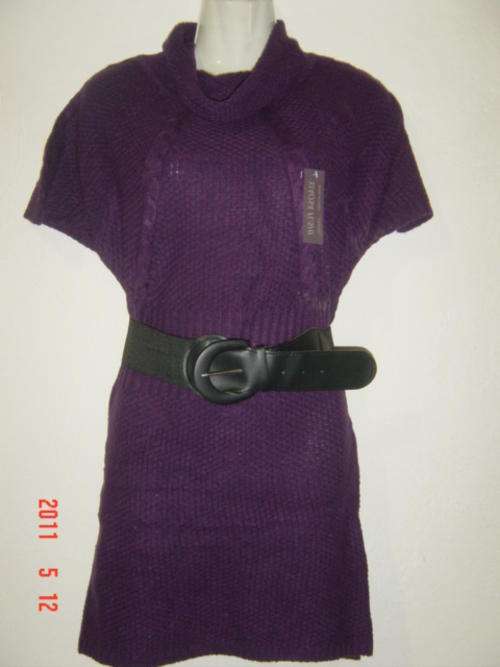 Longer Length Crowl Neck Jersey With Belt