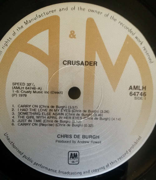 Chris De Burgh - Crusader 1979 Vinyl LP SA
