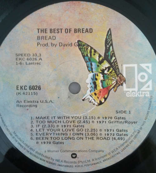 Bread - The Best of Bread 1973 Vinyl LP SA
