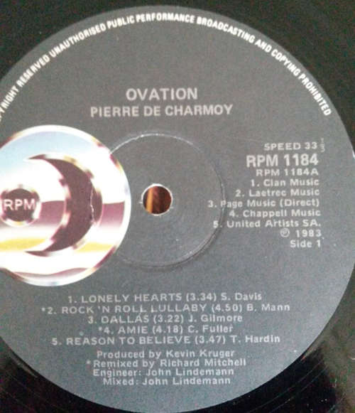 Pierre de Charmoy - Ovation 1983 Vinyl LP SA