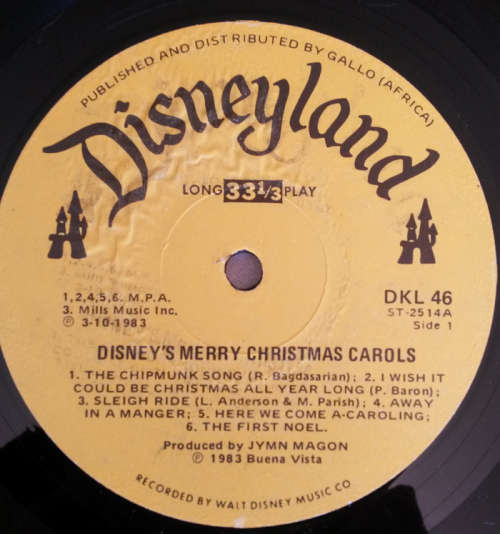 Disney's Merry Christmas Carols 1983 Vinyl LP SA Paulcsd only
