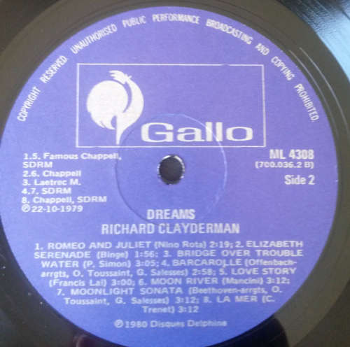Richard Clayderman - Dreams 1980 Vinyl LP SA