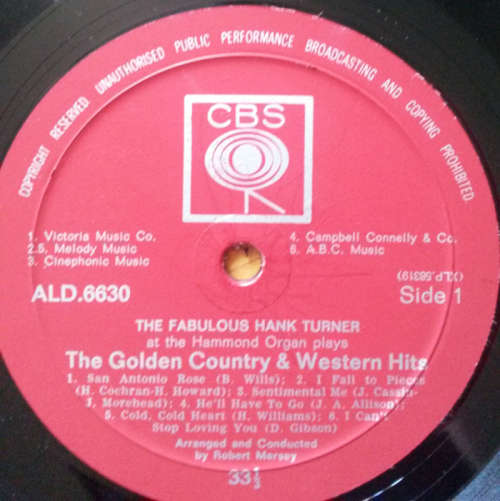 Hank Turner - The Golden Country and Western Hits 1963 Mono Vinyl LP SA