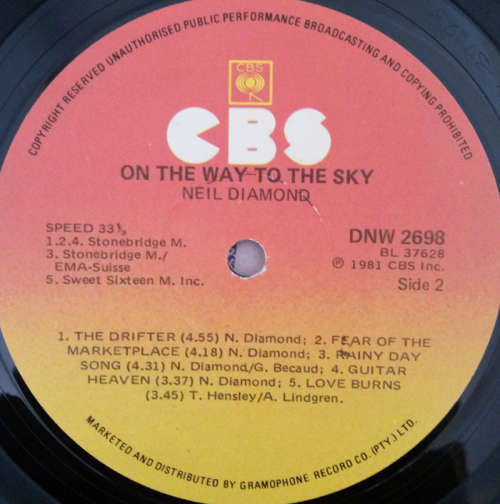 Neil Diamond - On the Way to the Sky 1981 Vinyl LP SA