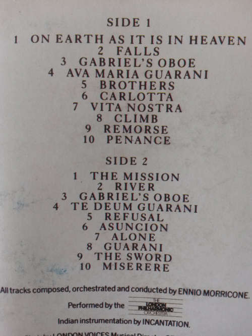 Ennio Morricone - The Mission 1987 Cassette Tape SA