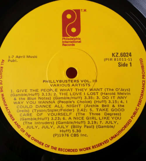 Various - Phillybusters Vol lII 1976 Vinyl LP SA