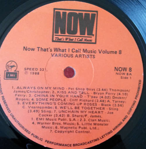 Various - Now That's What I Call Music 8 1988 Vinyl LP SA