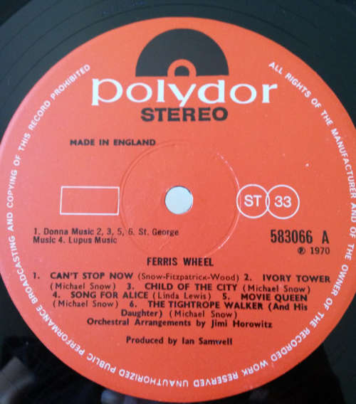 Ferris Wheel - Ferris Wheel 1970 Vinyl LP UK