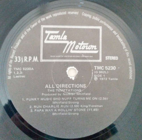 The Temptations - All Directions 1972 Vinyl LP SA