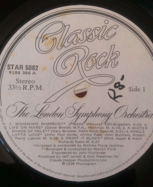 London Symphony Orchestra - Classic Rock 1979 Vinyl LP SA