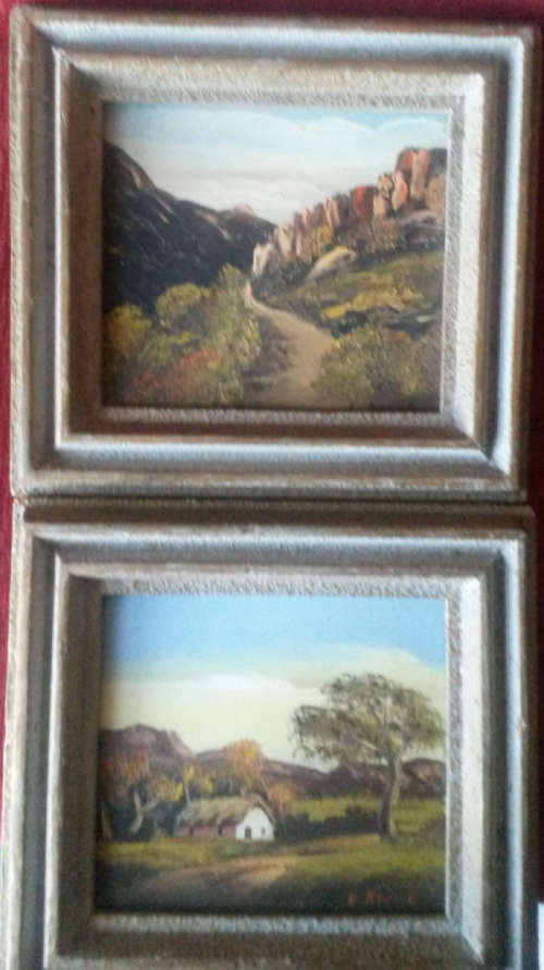 Pair of Oil on Board Framed Paintings - E. Korub
