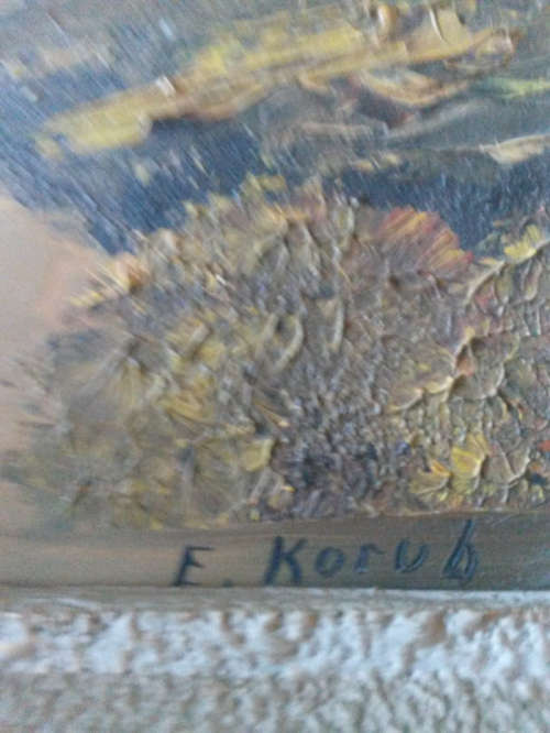 Pair of Oil on Board Framed Paintings - E. Korub