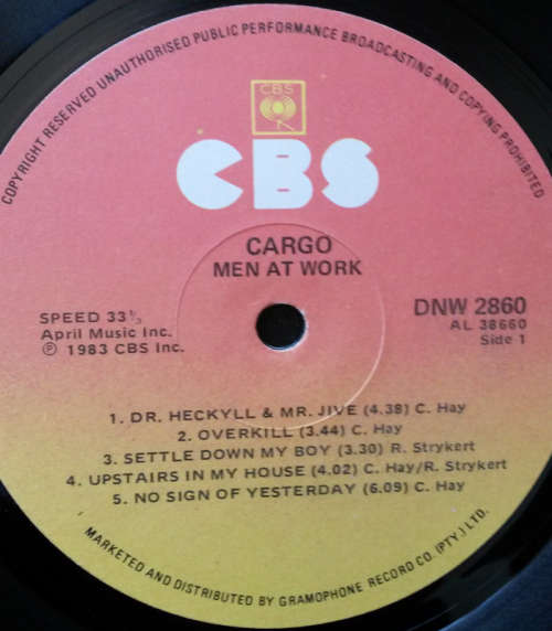 Men At Work - Cargo 1983 Vinyl LP SA