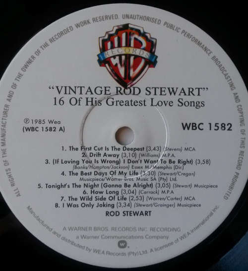Rod Stewart - "Vintage Rod Stewart" 16 of his Greatest Love Songs 1985 Vinyl LP SA
