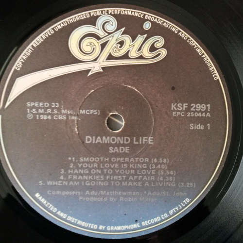 Sade - Diamond Life 1984 Vinyl LP SA
