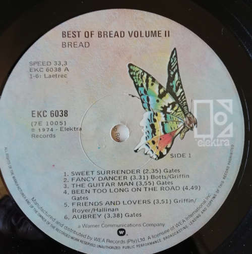 Bread - The Best of Bread Vol 2 1974 Vinyl LP SA