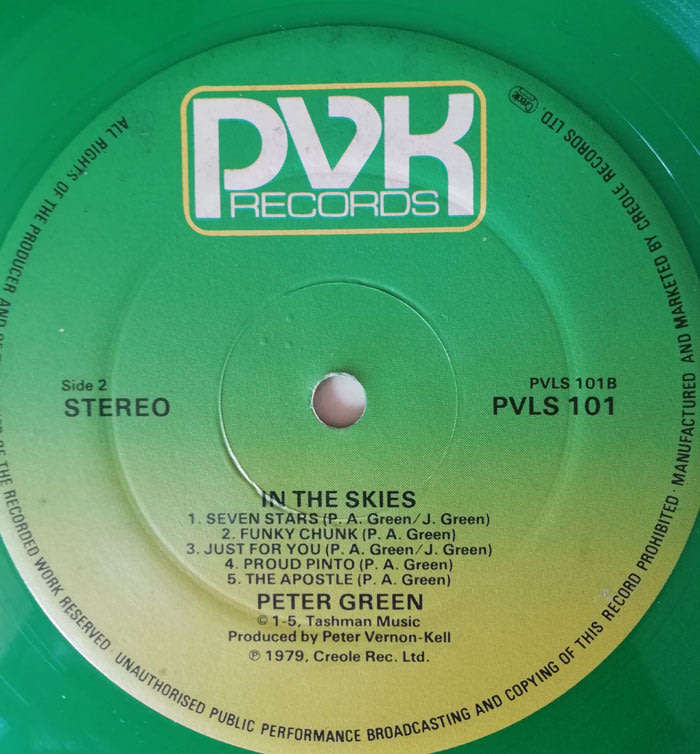 Peter Green - In The Skies 1979 Limited Edition Green Vinyl LP UK * No Cover *
