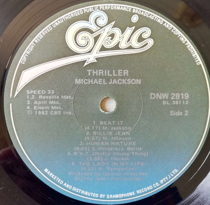 Michael Jackson - Thriller 1982 Vinyl LP SA