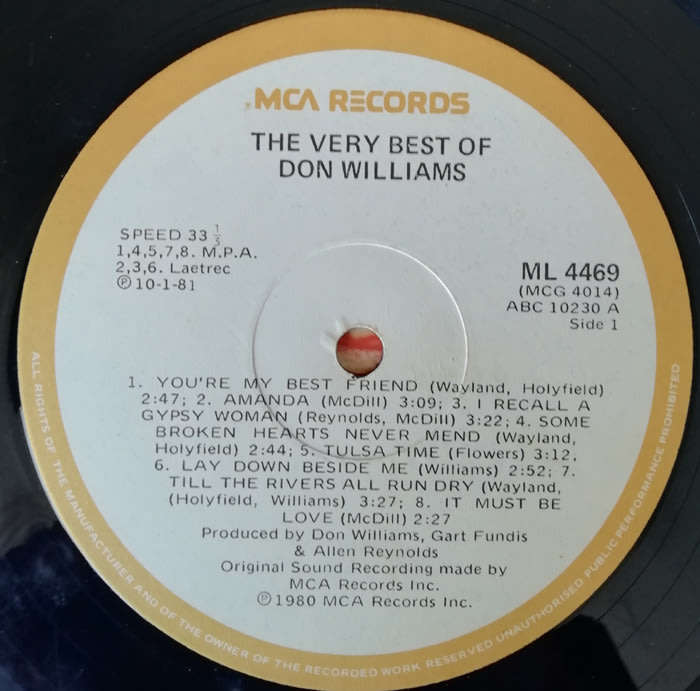 Don Williams - The Very Best of Don Williams 1981 Vinyl LP SA