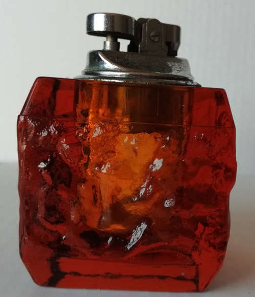 Vintage Koei Unicon Art Glass Table Lighter with Matching Ashtray