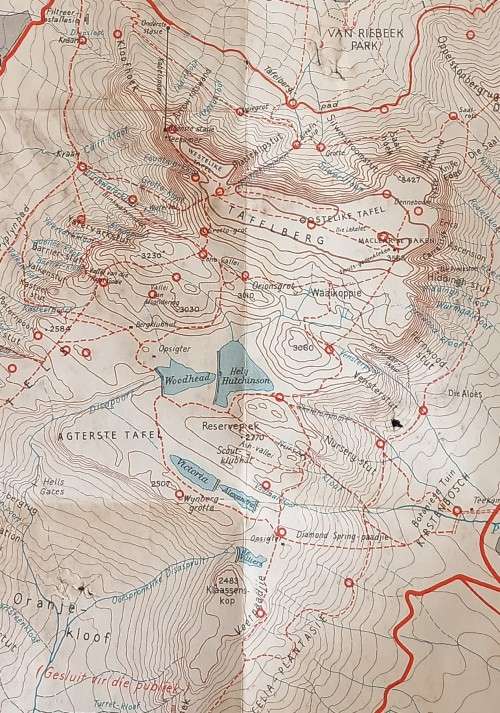 `n Kaart van Tafelberg c 1954