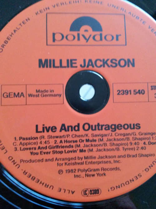 Millie Jackson - Live and Outrageous 1982 Vinyl LP Germany