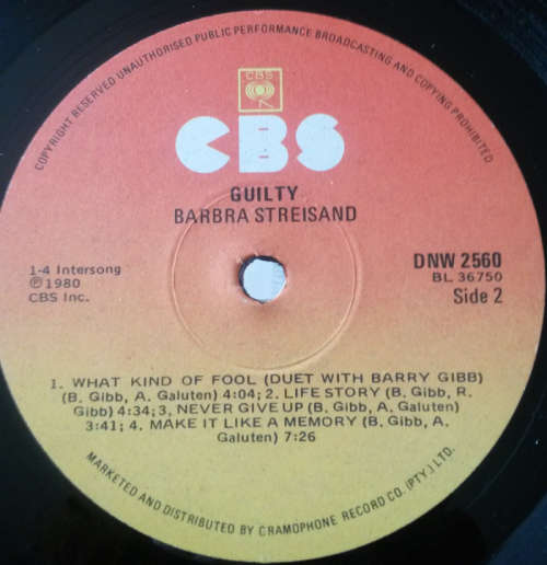 Barbra Streisand - Guilty 1980 Vinyl LP SA