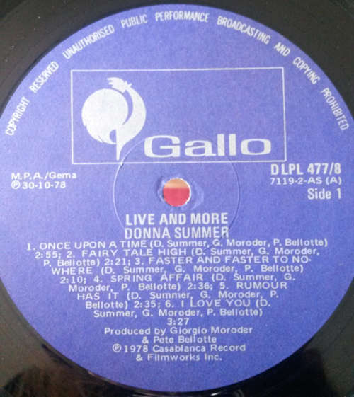 Donna Summer - Live and More 1978 Vinyl DOUBLE LP SA